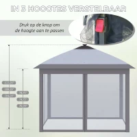 Outsunny 3,3 x 3,3 m Inklapbare Partytent met LED-verlichting, Meshgordijnen, Draagtas, Grijs(m-6)