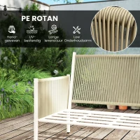Outsunny Tuinmeubelset van Polyrattan met 2-zitsbank, Fauteuils en Glazen Tafel - Weerbestendig voor 4 Personen - Bruin+Grijs(m-5)