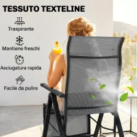 Outsunny Sdraio da Giardino Zero Gravity Pieghevole e Reclinabile a 9 Livelli con Cuscino Lombare, Grigio(m-6)