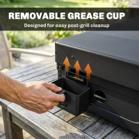 Outsunny 2 Burner Grill Griddle, Portable Gas Plancha, 6 kW, Tabletop Gas BBQ with Grease Cup for Camping Picnic Patios, Black(m-6)
