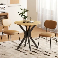 HOMCOM Eettafel Keukentafel Ronde Tafel, Modern Design, 78 cm x 78 cm x 75 cm, Natuurlijk Hout(m-6)