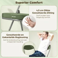 HOMCOM Set van 4 gepolsterde klapstoelen, opvouwbare stoelen met ribfluweelbekleding, rugleuning, metalen frame, groen(m-4)