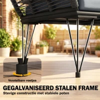 Outsunny Tuinbank met kussens 2-zits bank outdoor balkonbank rotanbank tuinmeubelen 123 x 67 x 72 cm lichtgrijs(m-7)