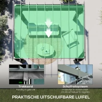 Outsunny Pergola ca. 3,6x3 m Tuinpaviljoen Terrasoverkapping van Aluminium Tuinoverkapping met Verstelbaar Dak Donkergrijs(m-6)