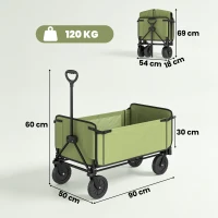 Outsunny Chariot de jardin pliable 130 L chariot de transport sac amovible poignée télescopique rotative 90 x 50 x 60 cm noir(m-3)