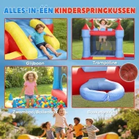 AIYAPLAY Opblaasbaar Springkussen met Blazer Glijbaan Trampoline Plonsbad Waterpistool 342x255x209 cm Blauw(m-4)