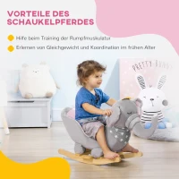 HOMCOM Schaukeltier Elefant, Sicherheitsgurt, gepolsterter Sattel, Soundfunktion 60 cm x 33 cm x 45 cm, Grau + Rosa(m-6)