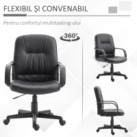 Vinsetto Scaun Birou Negru – Rotativ Captusit cu Roti(m-5)