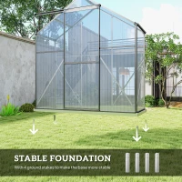 Outsunny 6 x 2.5ft Polycarbonate Greenhouse Walk-In Green House with Rain Gutter, Sliding Door, Window, Foundation, Dark Grey(m-5)