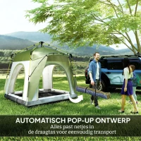 Outsunny 4 Persoons Koepeltent, Grote Familie Koepeltent voor Campen, Ruime 195x240x240cm, Groente(m-6)