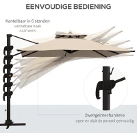 Outsunny Zweefparasol 2.94x2.94, Aluminium, Khaki(m-4)