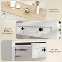 HOMCOM Dressoir keukenkast met lade, dubbele deur, verstelbare legplank, voor woonkamer, 78,5 x 35 x 80 cm Wit(m-7)