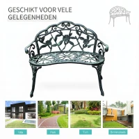 Outsunny Tweedezits Tuinbank 100 cm, Antiek Groen voor Tuin Comfort voor Gezins en Rustbank(m-7)