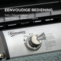 Outsunny tafelgrill gasgrill BBQ met 2 branders, tafelgasgrill met slang(m-5)