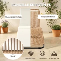 Outsunny Bain de soleil en résine tressée transat de jardin design en S courbe naturelle structure robuste acier coussin crème(m-5)