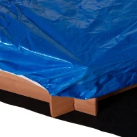 Outsunny Sabbiera per Bambini in Legno con Sedili e Copertura, Età 3-8 Anni, 139.5x139.5x21.5cm(m-14)