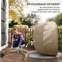 Outsunny Hangstoel Tuinstoel Rotanstoel, Boho-stijl, 116 x 125 x 172 cm, Zand + Zwart(m-6)