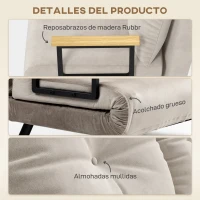 HOMCOM Sofá Cama Convertible 4 en 1 2 Plazas Plegable con Respaldo Ajustable, Almohadas, 102x73x81 cm, Beige Claro(m-7)