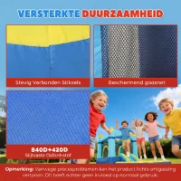 AIYAPLAY Springkasteel Opblaasbaar Speelcentrum met Luchtblazer Glijbaan Trampoline Zwembad/Ballenbak Waterpistool 364x173x182 cm Blauw(m-5)
