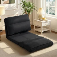 HOMCOM Fauteuil de sol canapé paresseux fauteuil convertible en lit inclinable 90° à 180° tissu - 70 x 72 x 56 cm - noir(m-8)