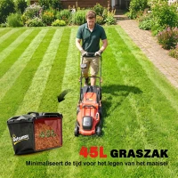 Outsunny Elektrische Grasmaaier 800 W met 40 cm Snijbreedte 45L Vangbak Accu-indicator Overbelastingsbeveiliging 7 Maaihoogtes(m-7)