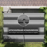 Outsunny Pergola, Robuuste Zonwering voor Tuin, Balkon, Terras, van Metaal en Kunststof, UV- en Waterbestendig, Donkergrijs(m-6)
