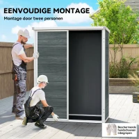 Outsunny Tuinberging 0,8m², Tuinhuis met inklapbare planken, 134 x 68,5 x 170 cm Kunststof met Afsluitbare Dubbele Deur Bodemplaat(m-7)