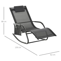 Outsunny Schommelstoel Zwart 150cm x 62cm x 88cm(m-2)