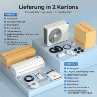 HOMCOM 9000 BTU mini-split airco & warmtepomp, WiFi-compatibele inverter-airco met installatieset(m-8)