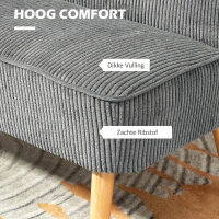 HOMCOM Tweezits Gestoffeerde Sofa, Hout, Zacht Polyester, Schuim, 117 x 56,5 x 77 cm, Grijs(m-4)