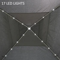 Outsunny 3,3 x 3,3 m Inklapbare Partytent met LED-verlichting, Meshgordijnen, Draagtas, Grijs(m-8)