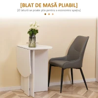 HOMCOM Masa de pranz pliabila pentru economisirea spatiului, masa de bucatarie si sufragerie din lemn 90x60x74cm, alb(m-5)