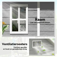 Outsunny Tuinschuur, Gereedschapsschuur met Bodem, Afsluitbare Deuren, Ventilatieopeningen, Venster, Houtlook, Kunststof, Grijs(m-6)
