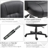 Vinsetto Scaun Birou Negru – Rotativ Captusit cu Roti(m-6)