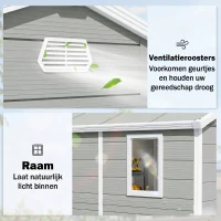 Outsunny Tuinschuur, 4,1m², tuinhuis met zadeldak, 240 x 190 x 180/228 cm(m-5)