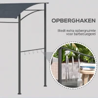 Outsunny Grillpaviljoen, Grillafdak, Regenbescherming, Haken voor Keukengerei, Stalen frame, grijs, 215 x 150 x 174/220 cm(m-5)