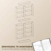 HOMCOM 9-laags dvd-rek met 18 vakken en 14 verstelbare planken, ruimte voor 640 cd's, 360 dvd's of 430 Blu-rays, natuurlijk hout(m-7)
