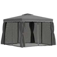 Outsunny paviljoen voor in de tuin met tweelaags dak donkergrijs 3 x 3 x 2.7m(m-10)
