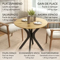 HOMCOM Eettafel Keukentafel Ronde Tafel, Modern Design, 78 cm x 78 cm x 75 cm, Natuurlijk Hout(m-7)