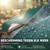 Outsunny Kampeertent voor 4-6 personen, stabiele waterdichte familietent met afneembaar dak, UV30+ bescherming, groen(m-6)