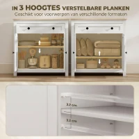 HOMCOM Dressoir keukenkast met lade, dubbele deur, verstelbare legplank, voor woonkamer, 78,5 x 35 x 80 cm Wit(m-5)
