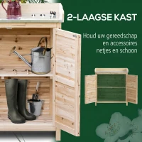 Outsunny tuinkast houten apparatuur kast kast met 2 planken nature(m-4)