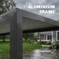 Outsunny Tafel Aluminium WPC eettafel tuintafel tuinmeubel balkon zwart(m-4)