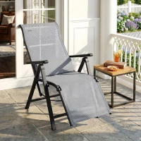 Outsunny Sdraio da Giardino Zero Gravity Pieghevole e Reclinabile a 9 Livelli con Cuscino Lombare, Grigio(m-9)