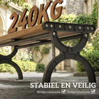Outsunny Tuinbank 2-zits, buitenbank met metalen frame en lattenzitting, terrasmeubilair voor tuin en terras(m-5)