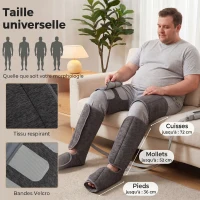 HOMCOM Masseur de jambes, masseur de compression pour les mollets, les genoux, les pieds avec chaleur, 3 modes automatiques(m-6)