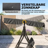 Outsunny 3-zits Hollywoodschommel Tuinligbed Schommelbank, weerbestendig, 172 cm x 110 cm x 153 cm, Zwart(m-4)