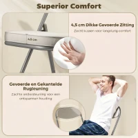 HOMCOM 4-delige Set Gestoffeerde Opklapbare Stoelen, Opvouwbare Stoelen met Corduroy Bekleding, Rugleuning, Metalen Frame, Crèmewit(m-4)