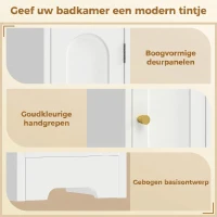 HOMCOM Badkamerkast smalle hoge kast met lade, gebogen deuren, open vak, verstelbare plank, 20x20x185 cm, Wit(m-6)