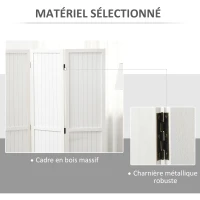 HOMCOM Paravent en bois séparateur de pièce closion intérieur pliable 3 panneaux en bois 120 x 170 cm blanc(m-5)